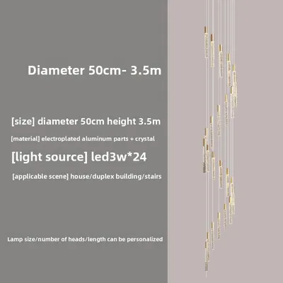 Rotating Crystal Staircase Chandelier LED Lighting
