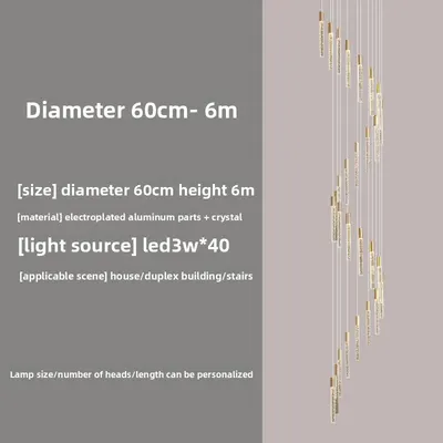 Rotating Crystal Staircase Chandelier LED Lighting