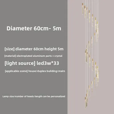 Rotating Crystal Staircase Chandelier LED Lighting