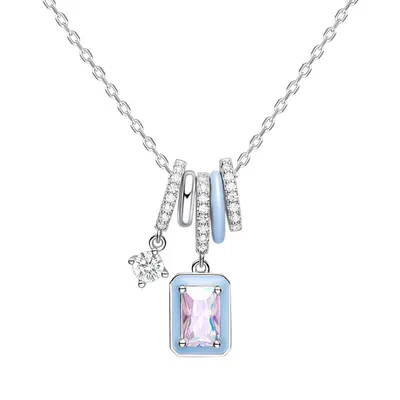 Aurora Ice Crystal Silver Clavicle Necklace