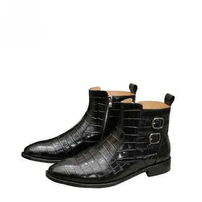 Formal high-top leather boots for men
