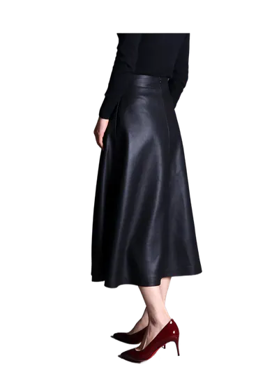 Matte Lamb Leather Skirt with Front Slit