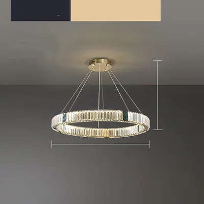 Modern Gold Crystal Round LED Chandelier with Remote Dimming