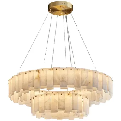 Modern Copper Marble Chandelier with LED Lighting