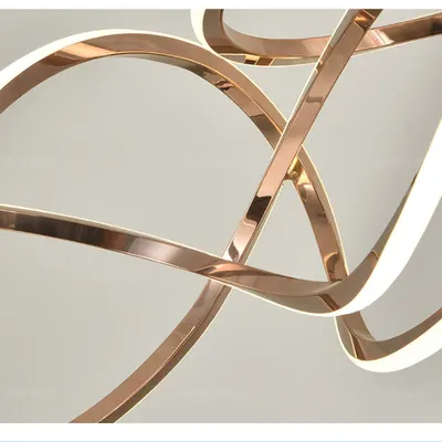 Modern Golden Wave Line LED Chandelier