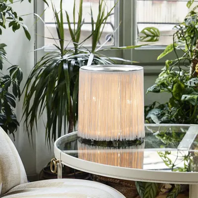 Medieval-style tassel floor lamp