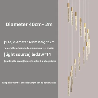 Rotating Crystal Staircase Chandelier LED Lighting