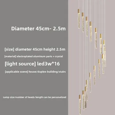 Rotating Crystal Staircase Chandelier LED Lighting