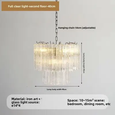 French Style Pink Glass Chandelier with Multi Layer Design
