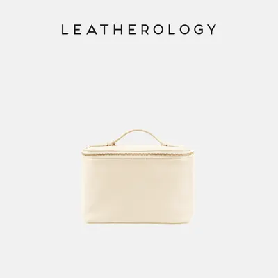 Genuine Leather Cosmetic Bag with Handheld Handle