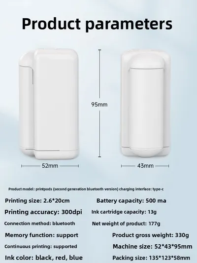Portable Handheld Inkjet Printer with Bluetooth Control