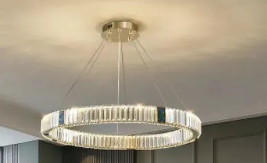 Modern Gold Crystal Round LED Chandelier with Remote Dimming