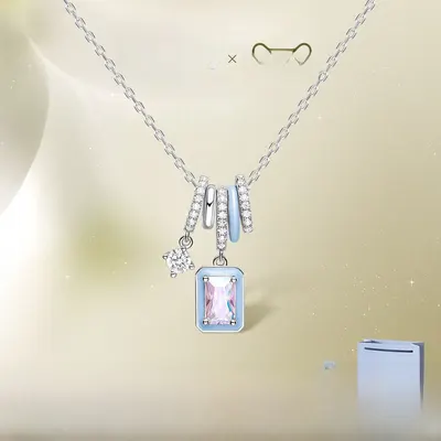 Aurora Ice Crystal Silver Clavicle Necklace