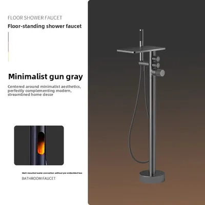 Wall-Mounted Bathtub Faucet with Hot and Cold Shower Head, Minimalist Design for Hotels, Homes, and Guesthouses