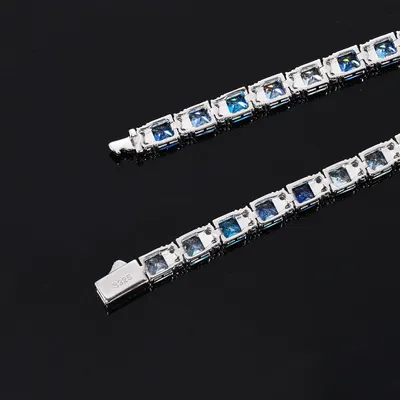 Geometric Moissanite Silver Tennis Bracelet