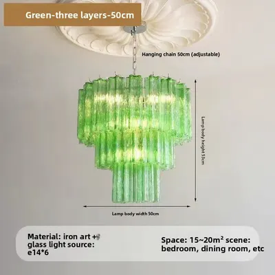 French Style Pink Glass Chandelier with Multi Layer Design