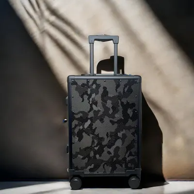 Carbon Fiber Carry On Luggage TSA Lock Spinner Suitcase Zipperless Design, Silent 360° Wheels, Aluminum Frame, Business Travel Bag
