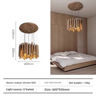 Designer Wood LED Chandelier for Living Room Dining Area