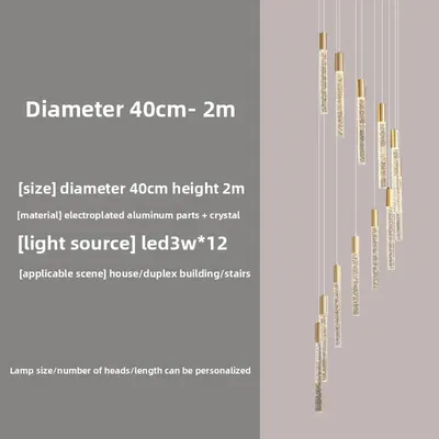 Rotating Crystal Staircase Chandelier LED Lighting