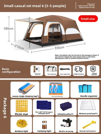 Foldable Waterproof Camping Tent with Two Bedrooms