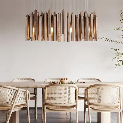 Designer Wood LED Chandelier for Living Room Dining Area