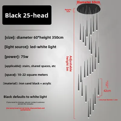 Modern Iron LED Chandelier for Living Room and Staircase