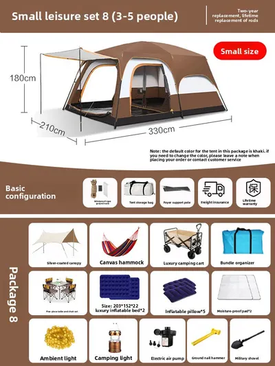 Foldable Waterproof Camping Tent with Two Bedrooms