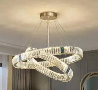 Modern Gold Crystal Round LED Chandelier with Remote Dimming