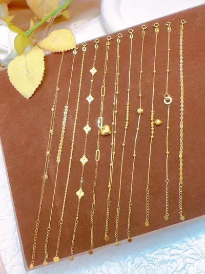 Adjustable 18K Gold Beaded Bracelet