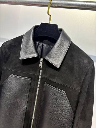 French-style minimalist leather jacket coat