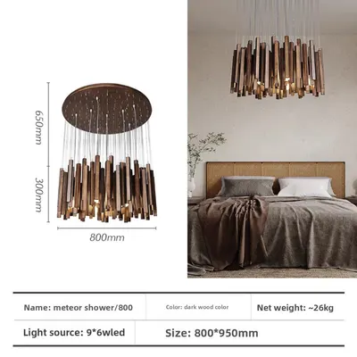 Designer Wood LED Chandelier for Living Room Dining Area