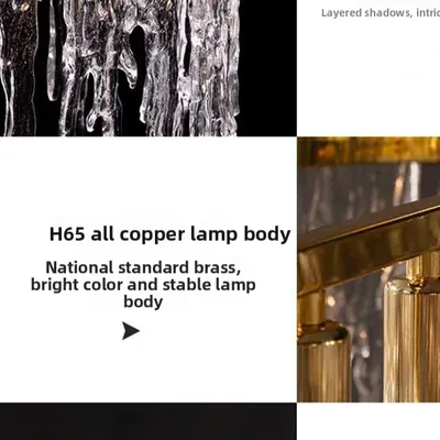Modern Rectangular Copper Chandelier LED Dining Room Light