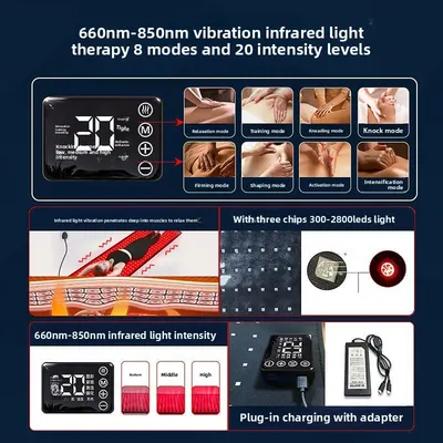 Phototherapy Heating Mat with Red Light and Vibration Massage