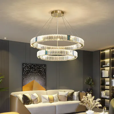 Modern Gold Crystal Round LED Chandelier with Remote Dimming