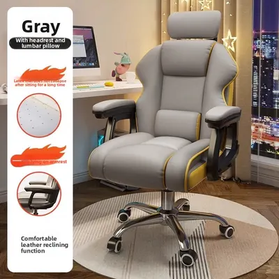 Gaming Chair for Living Room - Ergonomic Office Chair with Footrest, High Back Metal Armchair for Adults